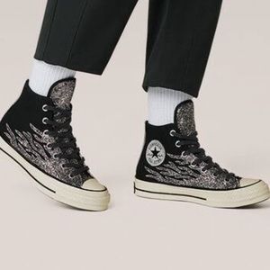 Woman’s Converse Chuck 70 High archival Glitter Flame - Black Egret sneakers 5